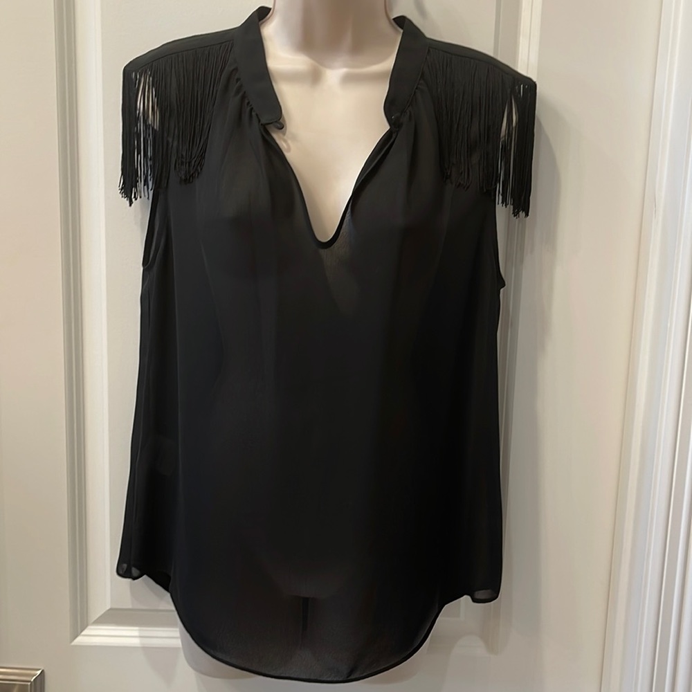 BCBG Generation Black Sheer Blouse, Size Medium